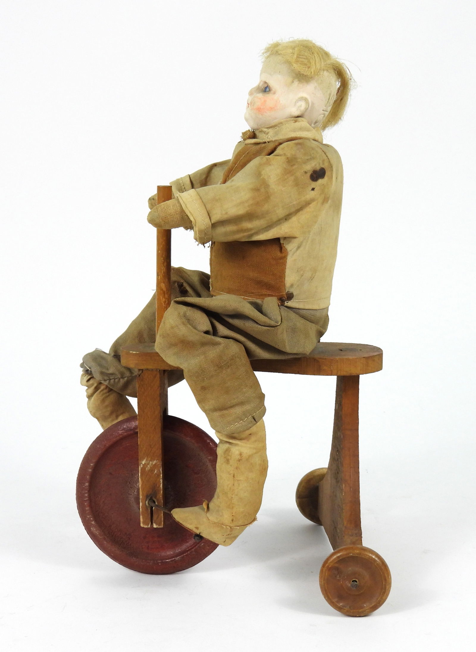 19C Bisque Head Bike Riding Boy Doll - 5