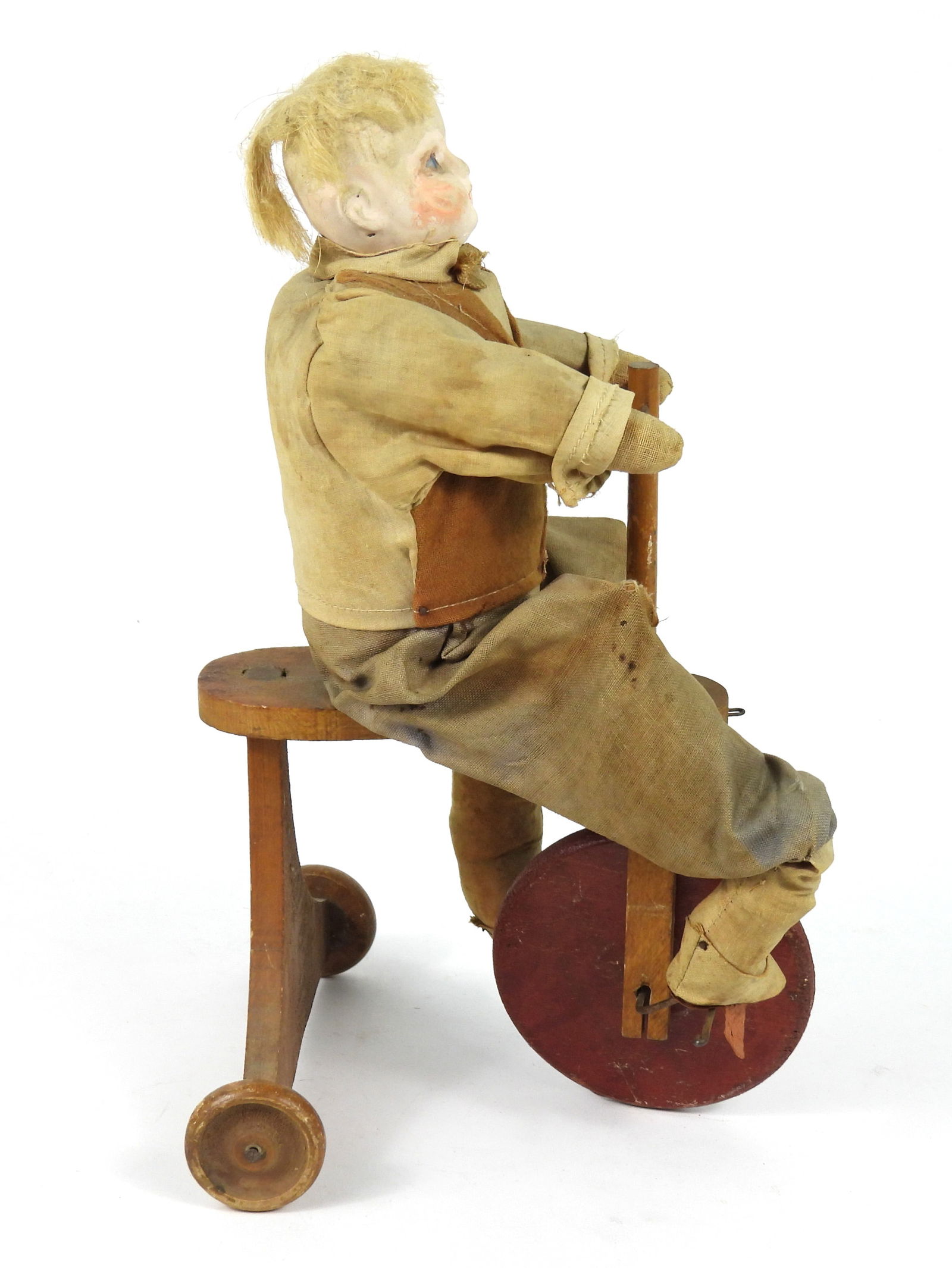 19C Bisque Head Bike Riding Boy Doll - 6