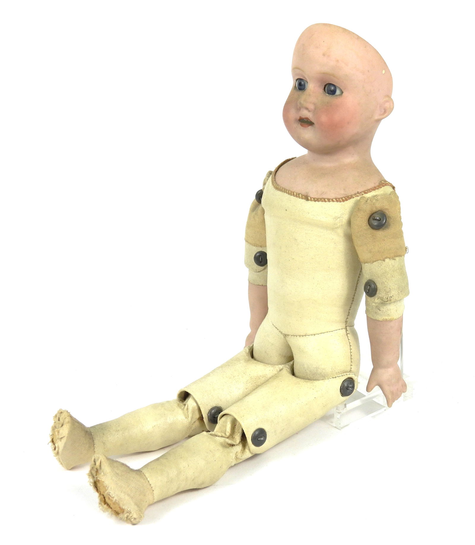 2PC 19C German Bisque Headed Dolls - 3