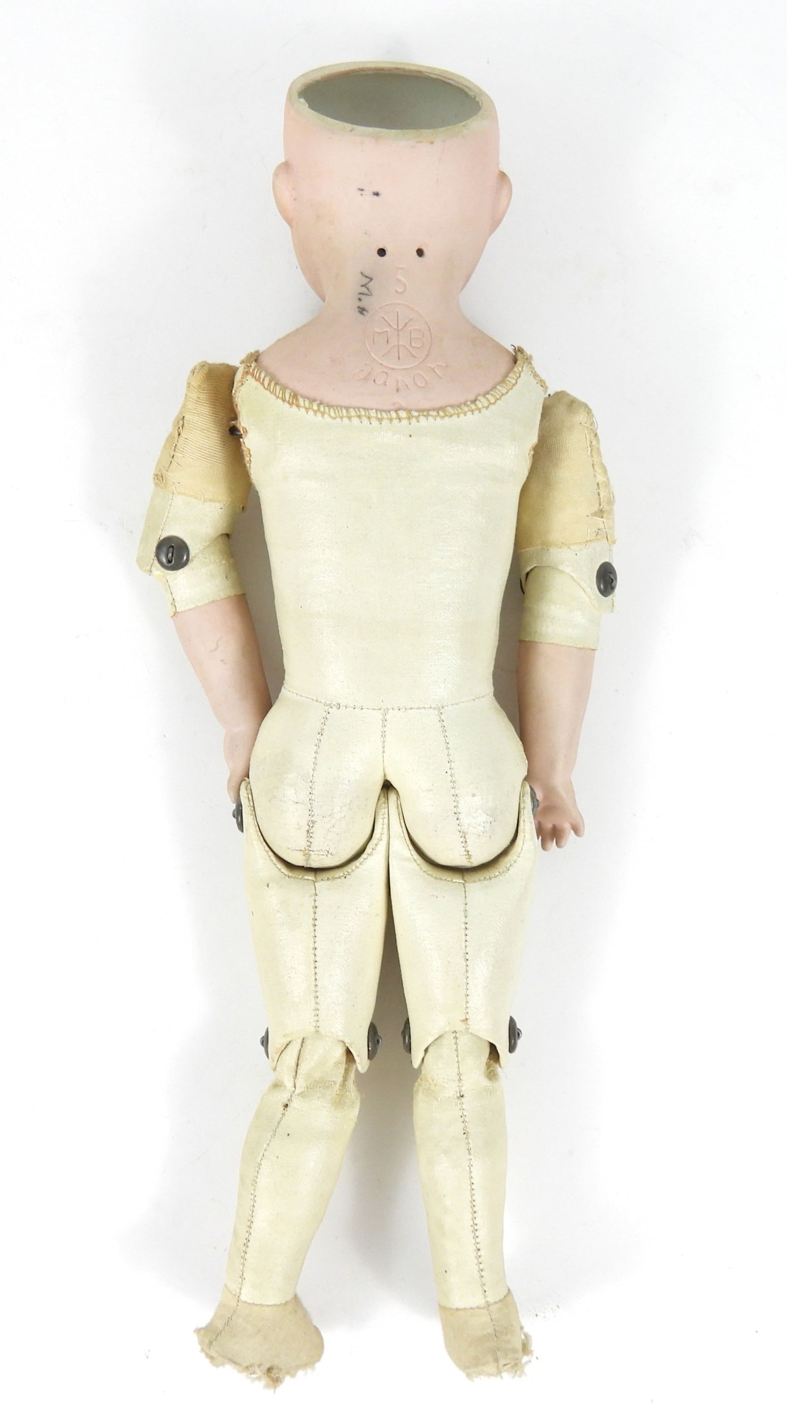 2PC 19C German Bisque Headed Dolls - 7