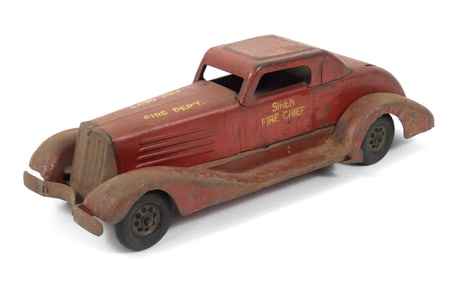 Marx Pressed Steel Siren Fire Chief Toy Car