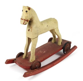 Antique Carved Wood Horse Pull Toy