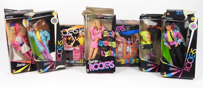 7PC C.1985 Barbie The Rockers Dolls & Accessories