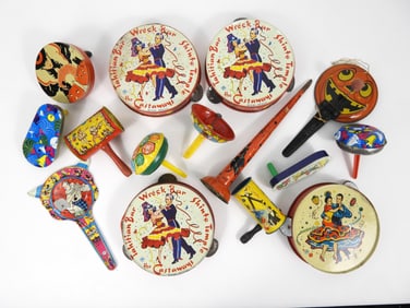 Vintage Collection of Tin Litho Noise Makers