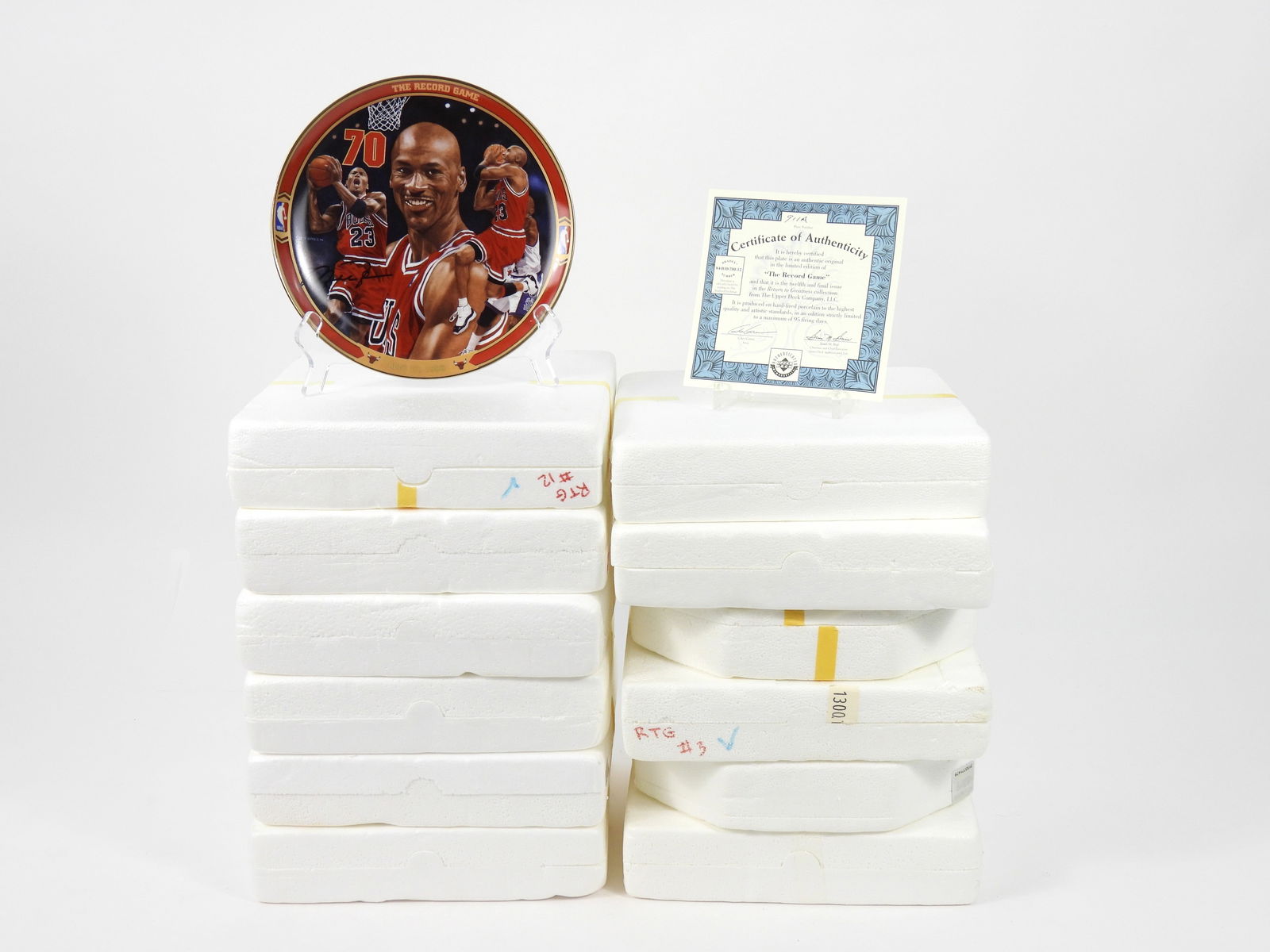 12PC Bradford Editions Return to Greatness Set: Includes Record 72 Wins, Most Valuable Player, The 4th Title, The Sweep, Bulls In Five, NBA Season High, Double Nickel Game, A Miracle Finish, NBA 101, 1996 NBA Finals MVP, Michael vs. Lakers, and