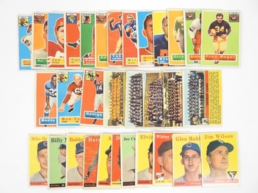 32PC Topps 1950s Baseball & Football Trading Cards