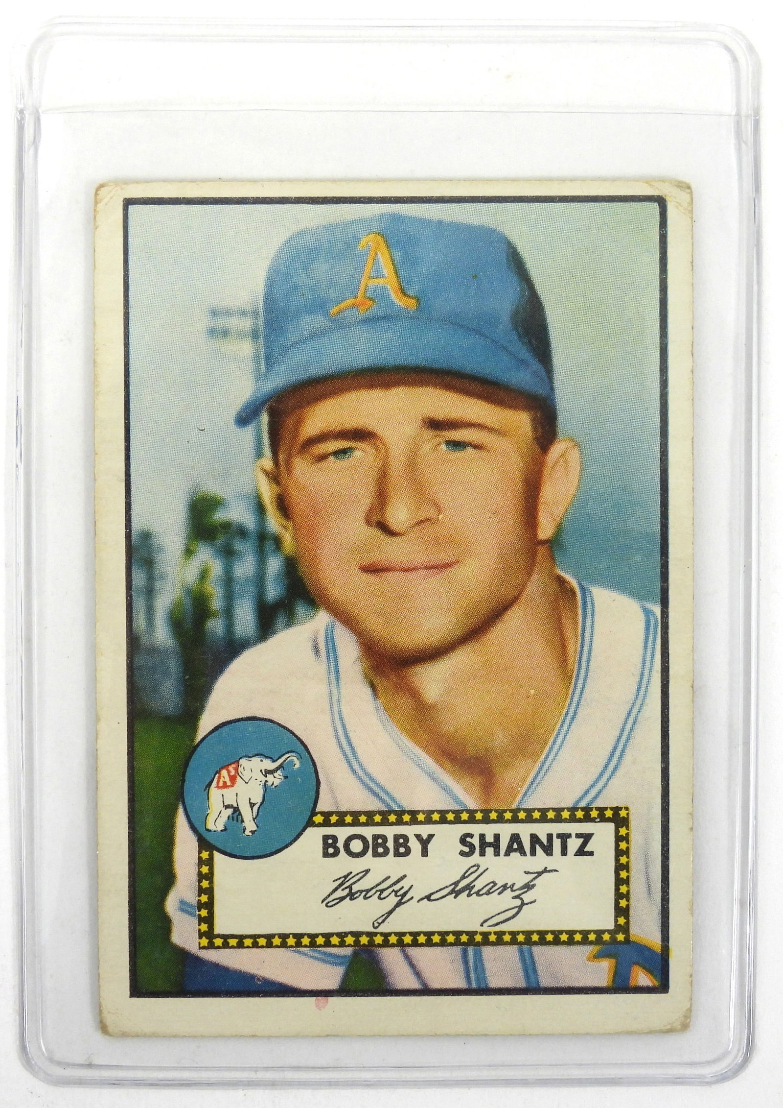 Topps MLB 1952 Bobby Shantz Trading Card: Ungraded Topps Philadelphia Athletics Baseball Pitcher Robert Clayton Shantz card #219.