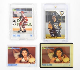 4 NHL Cards Mario Lemieux Rookie & M. Aheaume