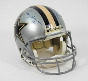 NFL Staubach & White Signed Riddell Helmet