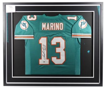 NFL Dan Marino Signed Teal Jersey Framed