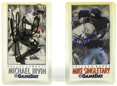 2PC NFL Michael Irving & Singletary Signed Cards