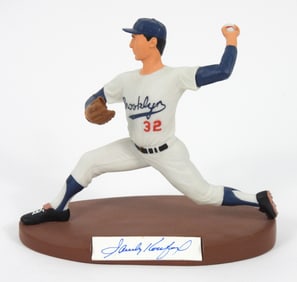 MLB Sandy Koufax Signed Card & Salvino Statue