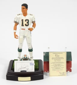 NFL Dan Marino Signed Card & Art Of Sport Statue