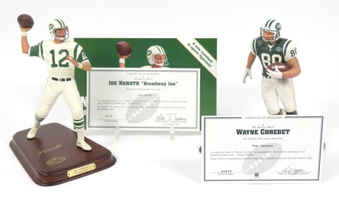 2PC Danbury Mint NFL Namath & Chrebet Figures
