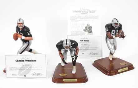 3 Danbury Mint NFL Brown, Gannon & Woodson Figures