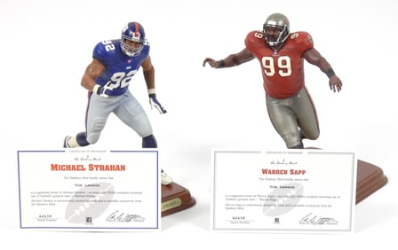 2PC Danbury Mint NFL Strahan & Sapp Figures w/COAs