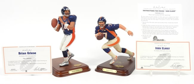 2PC Danbury Mint NFL Elway & Griese w/COAs