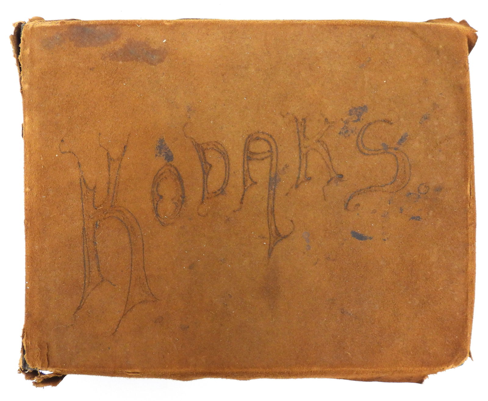 Antique Assorted Photograph Album: United States, Late 19th-Early 20th Century, Photographs. Assortment of photographs featuring people, lighthouses, cars, beaches, and various other subjects in a suede covered album marked