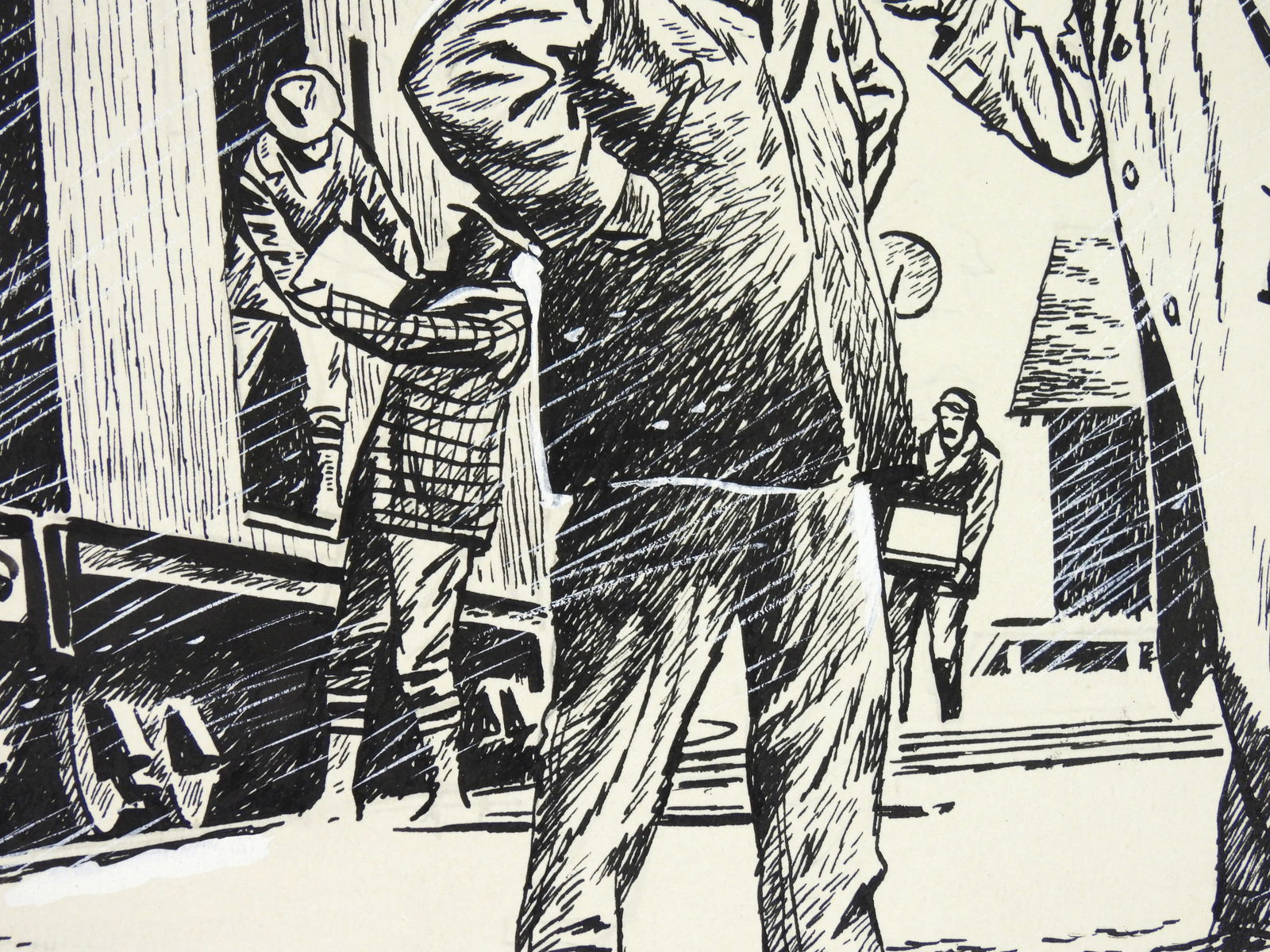 Herb Mott Steam Engine Ink Illustration Drawing - 5