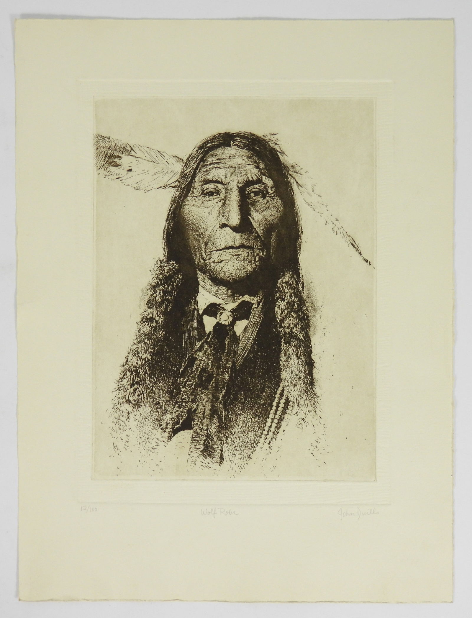 2PC John Duillo Native American Etchings - 2