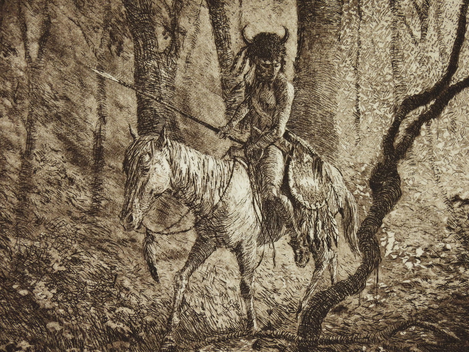 2PC John Duillo Native American Etchings - 9