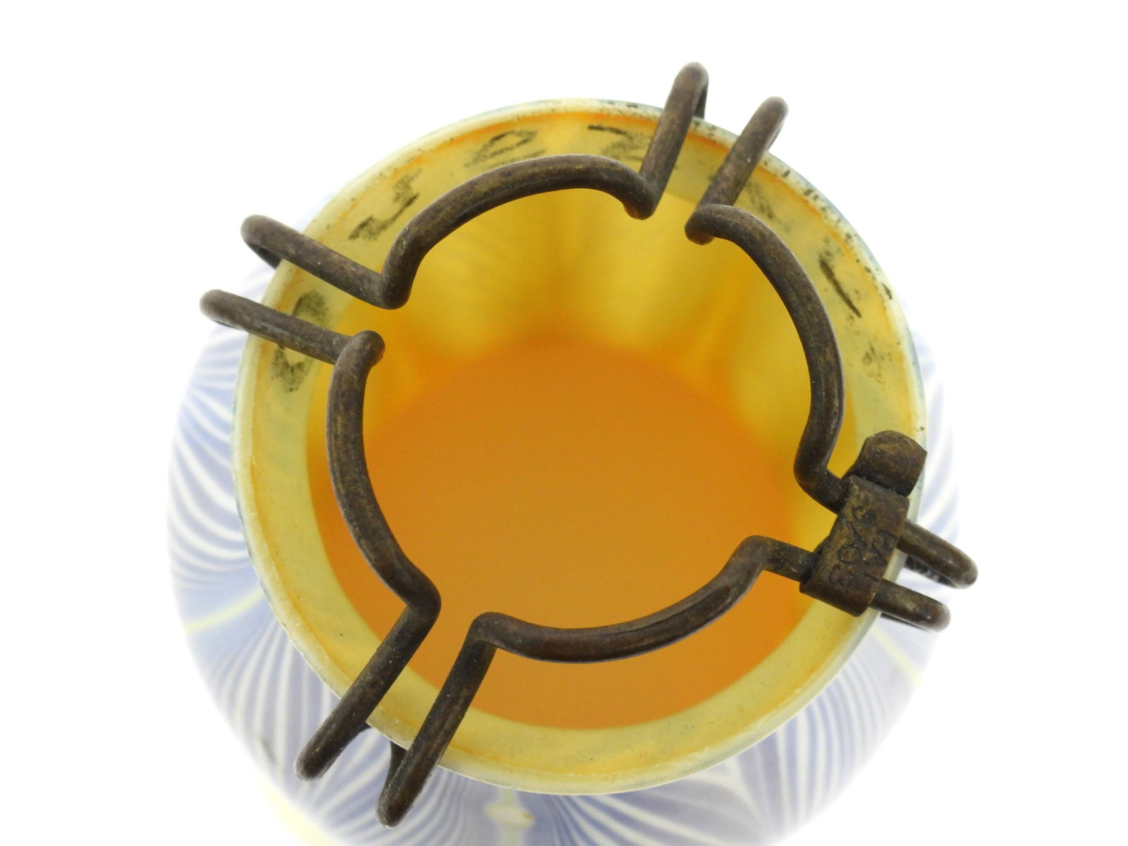 Quezal Blue Feather Pull Glass Shade - 4