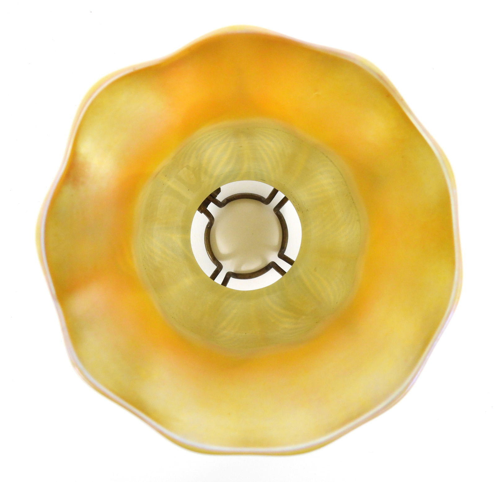 Quezal Blue Feather Pull Glass Shade - 5