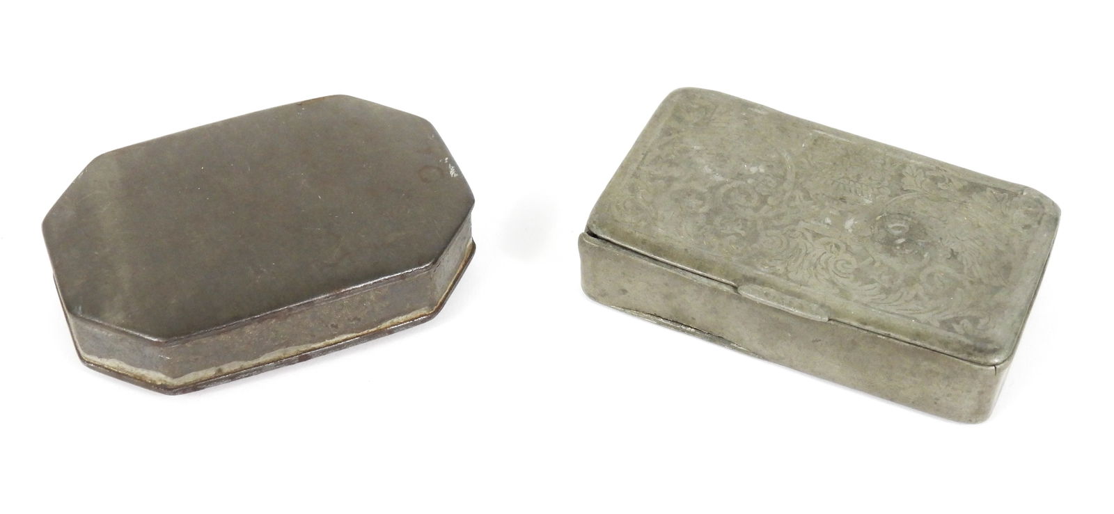 2PC 19C Pewter Tobacco Snuff Boxes (1 of 5)