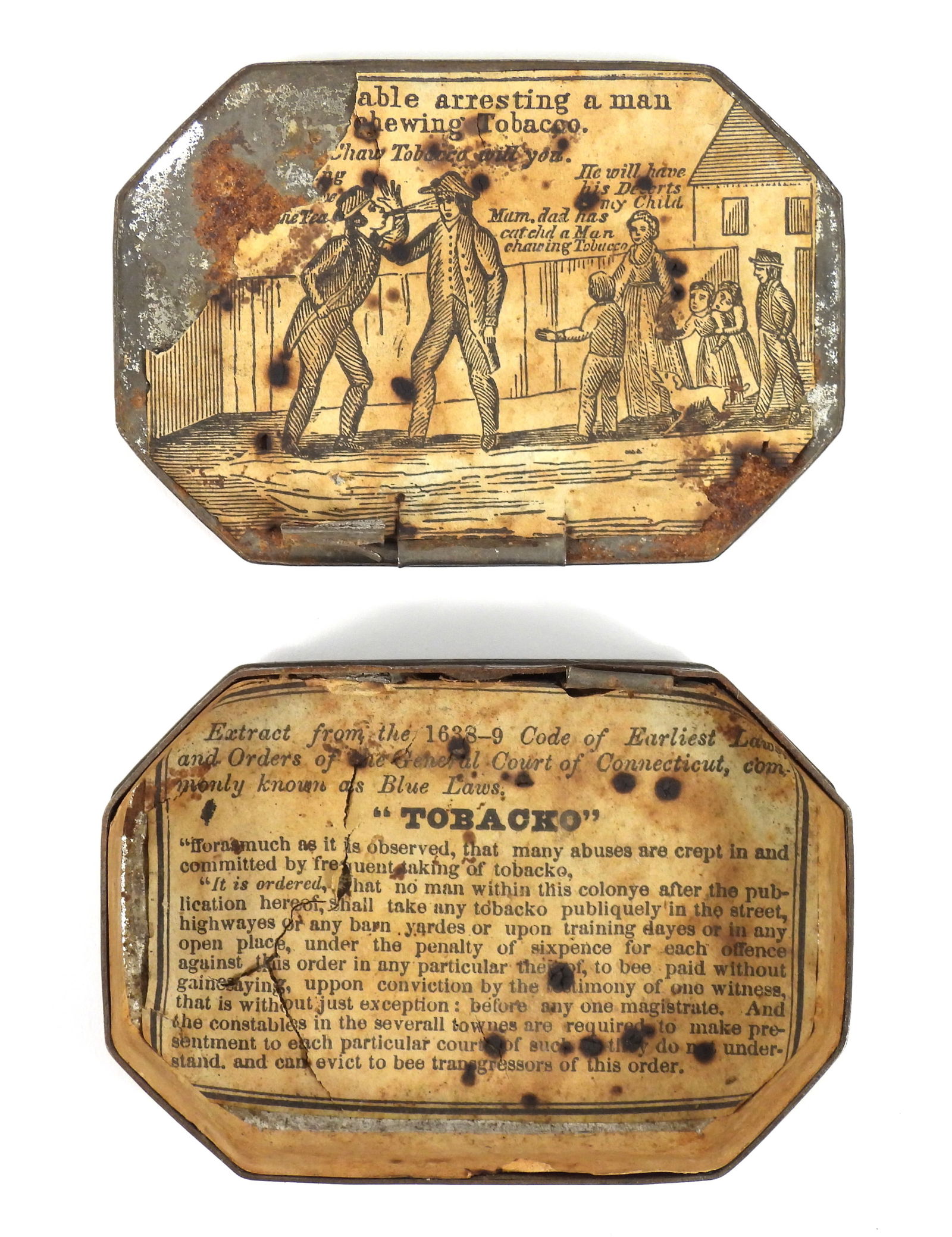 2PC 19C Pewter Tobacco Snuff Boxes - 5