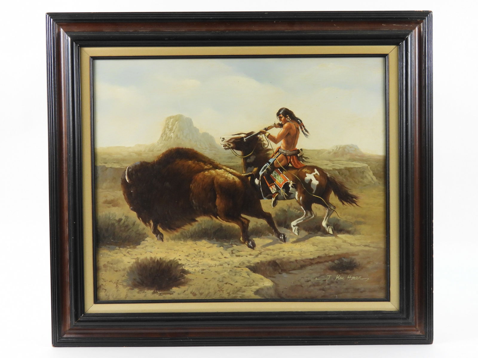 J Kauffman Buffalo Hunt Western Painting (1 of 7)