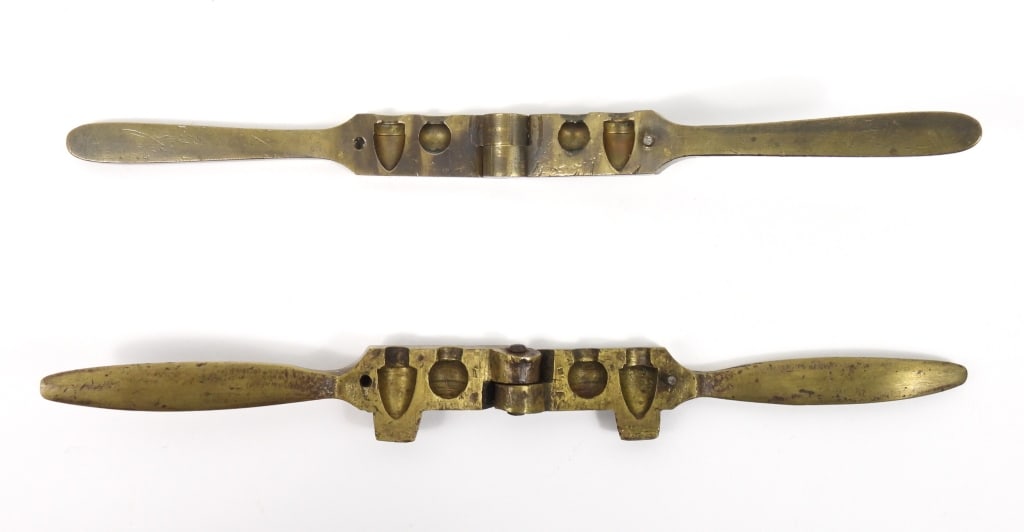 Two Brass Pistol Bullet Molds - 2