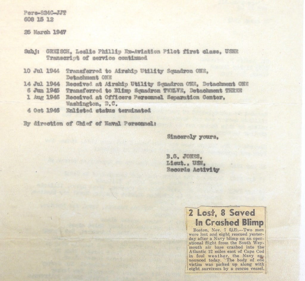 Lt. Leslie P. Greisch Balloon Pilot Group - 6