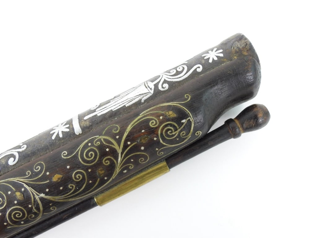 Silver Inlayed Ottoman Flintlock Pistol - 10