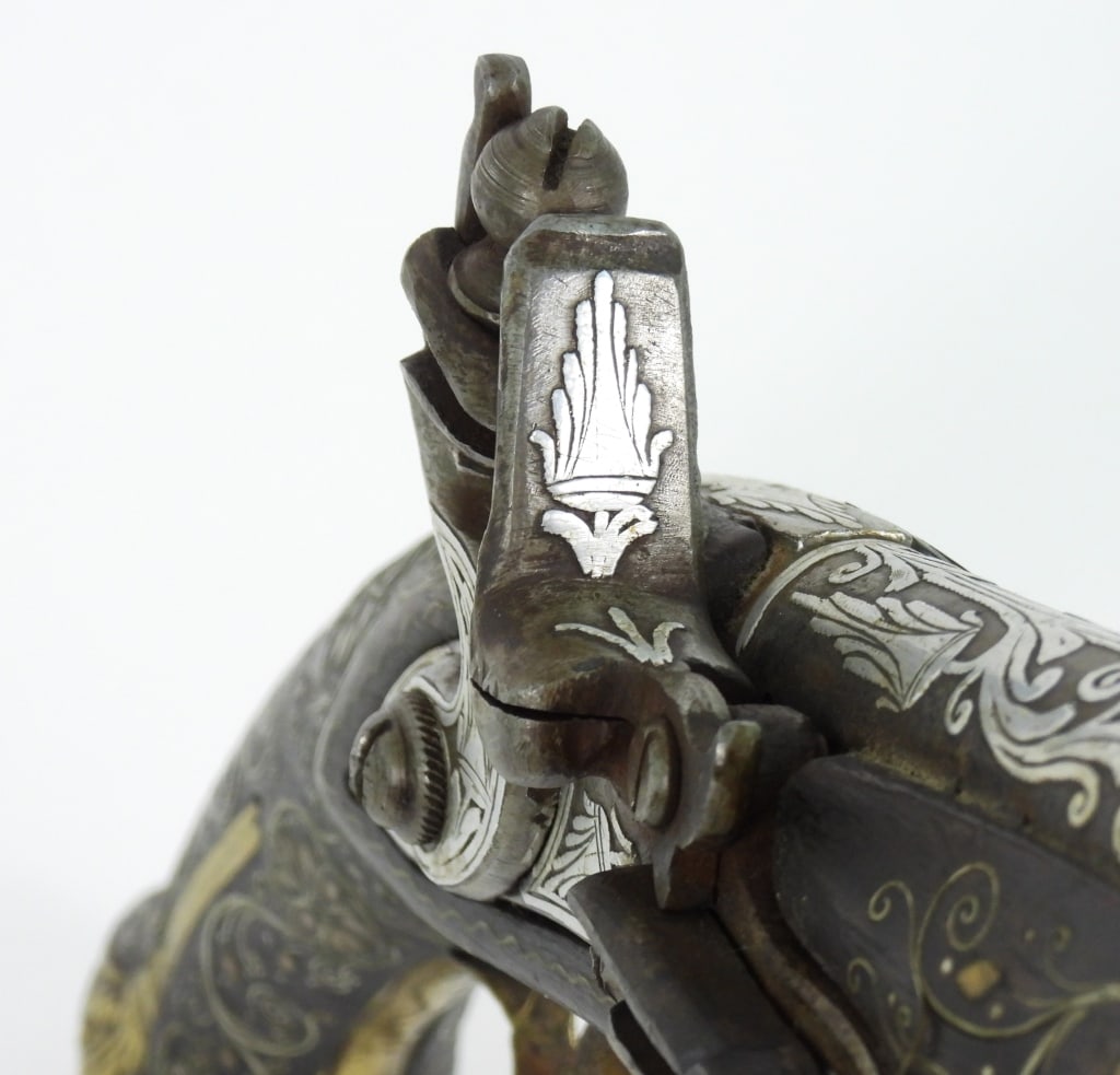 Silver Inlayed Ottoman Flintlock Pistol - 11