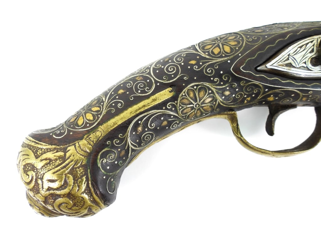 Silver Inlayed Ottoman Flintlock Pistol - 3