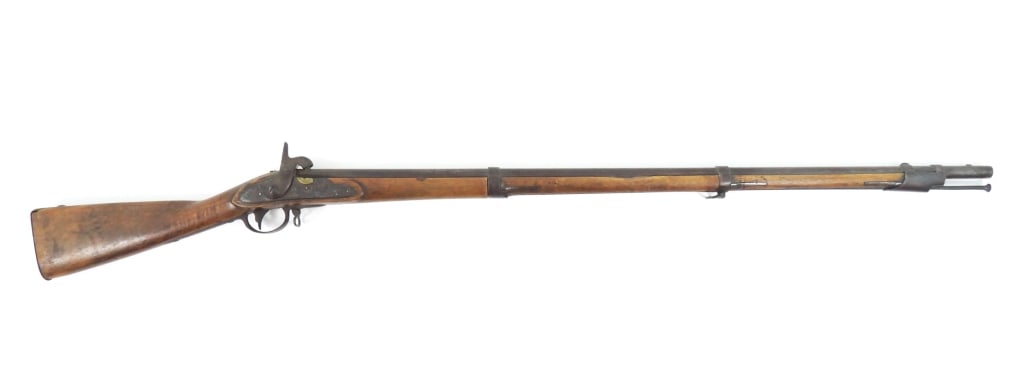 US Model 1816 Pomeroy Conversion Musket: .70-inch bore, NSN, walnut stock with a cartouche on the left side, steel fittings, lock marked "1827/US" on the tail, with an eagle and "L. POMEROY" in front of the hammer, breech has light proof