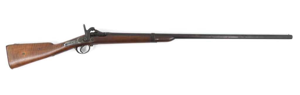 French Model 1857 Snider Conversion "Zulu" Musket: .74-inch bore, serial number 6097 (hard to read), cut down walnut stock, steel fittings, scrubbed lock markings with "Tulle" visible, and a Liege marking on the left side of the breech.
