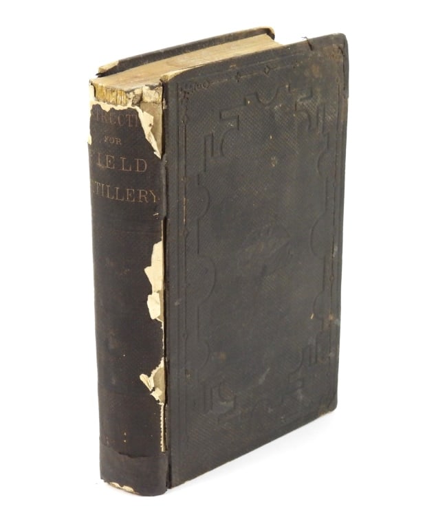 Identified Instruction for Field Artillery Manual: 1861-dated printing of "Instruction for Field Artillery" inscribed "H.B. Osgood/1st Lieut. 3rd Arty/US Army", printed by "J.B. Lippincott & Co.", with an eagle and patriotic motifs embossed on the