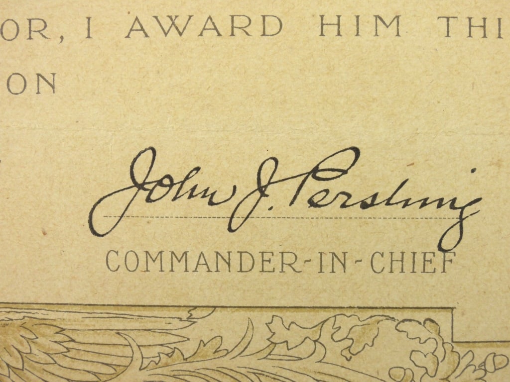 Pershing-Signed Citation for Lt. Arthur C. Cole - 5