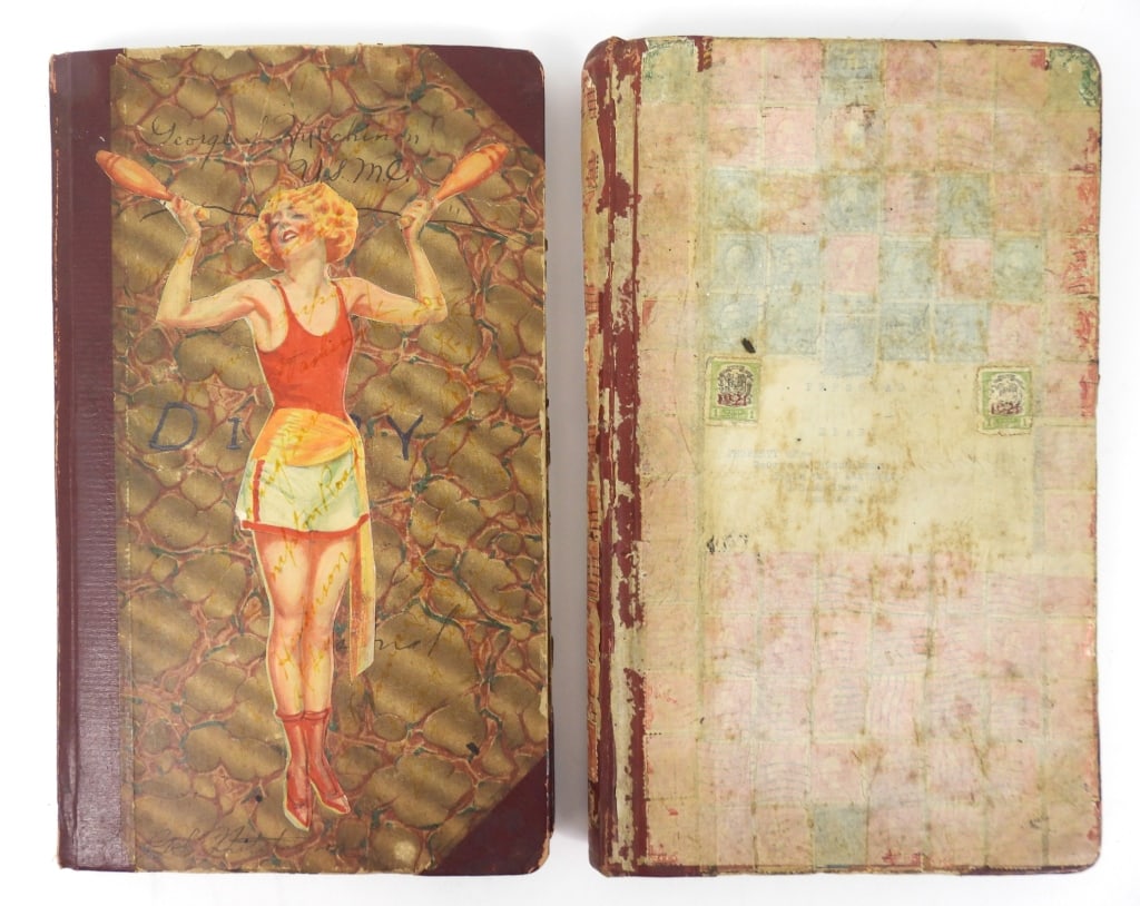 Diaries of George S. Hutchinson, USMC: Two bound books with diary and scrap book entries from George S. Hutchinson while training at Quantico, and his trip and service at Santa Domingo in 1922, with glued in official USMC documents,