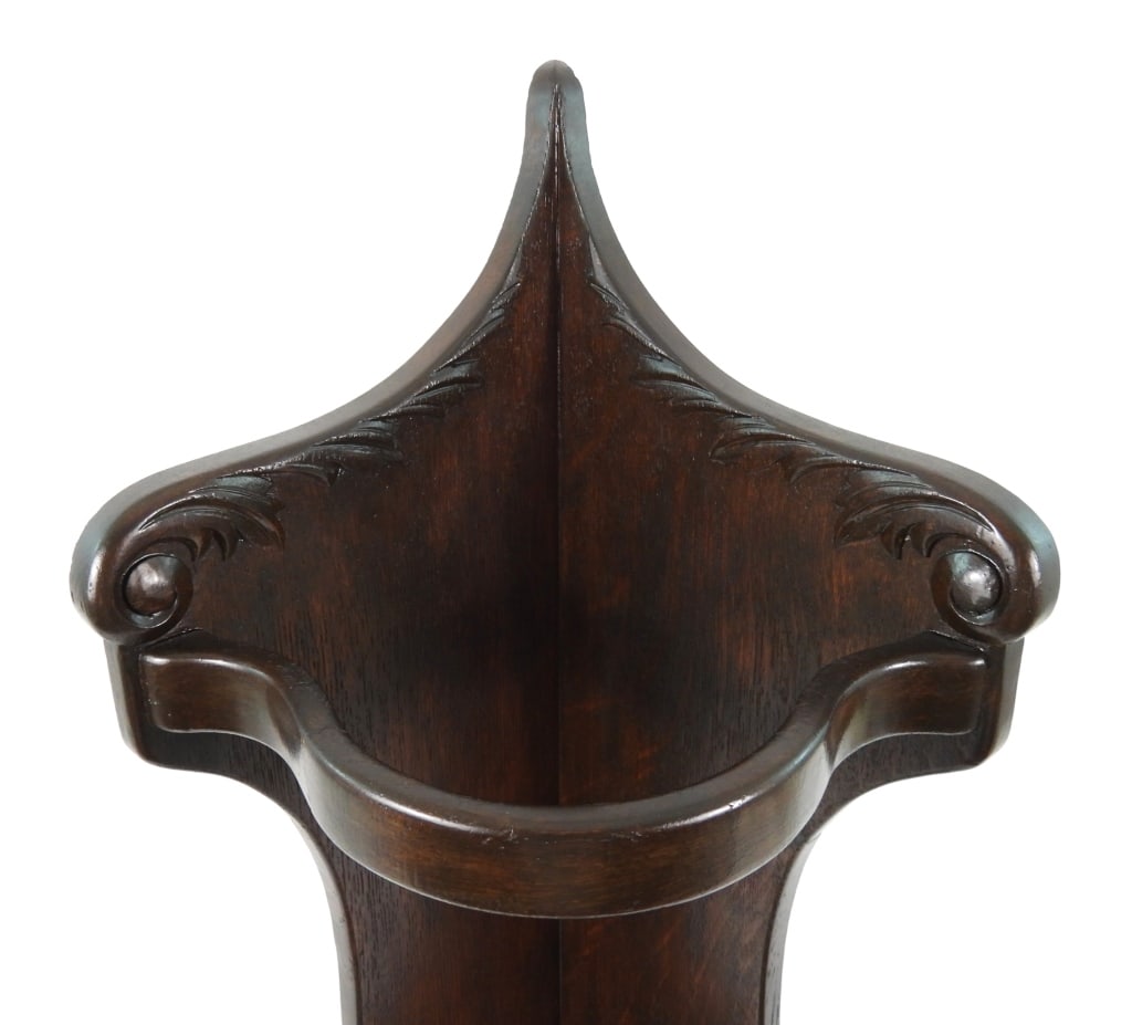 Antique Oak Corner Umbrella Stand - 5