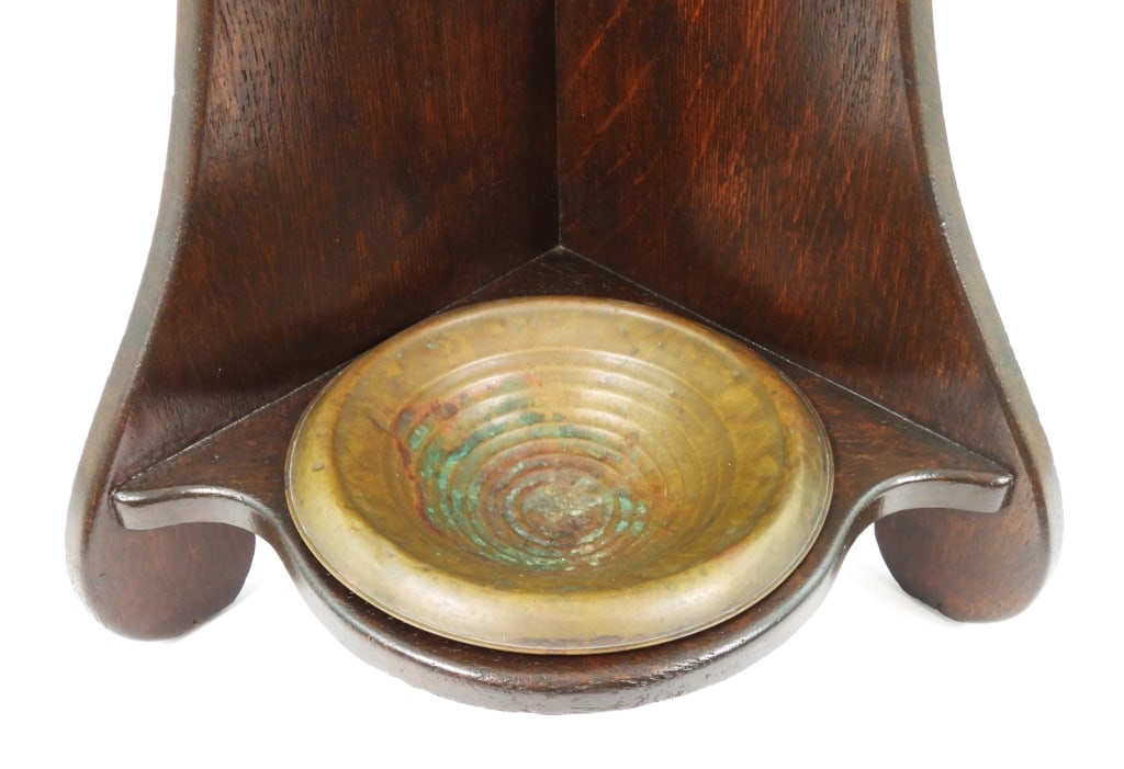 Antique Oak Corner Umbrella Stand - 7