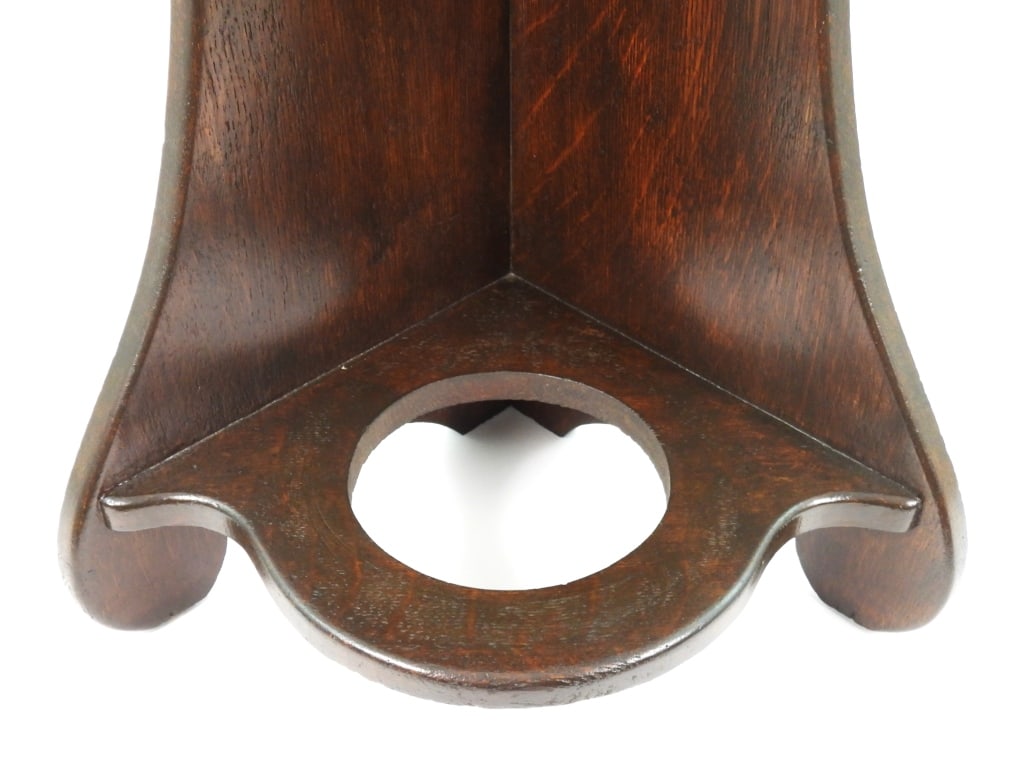 Antique Oak Corner Umbrella Stand - 8