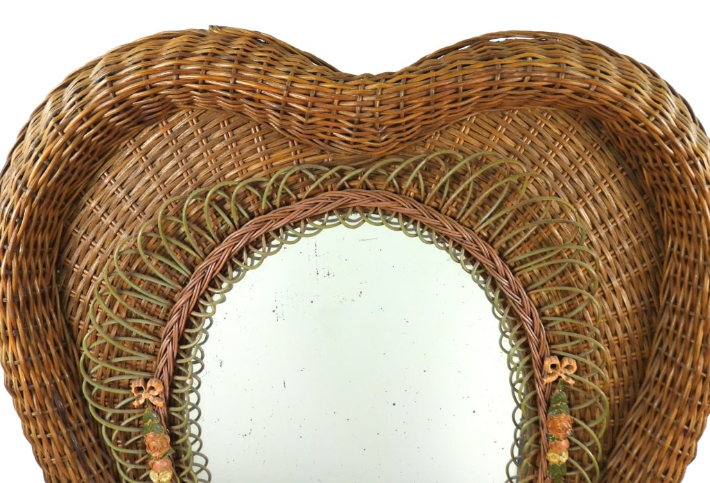 Large Wicker Heart Shaped Mirror - 4