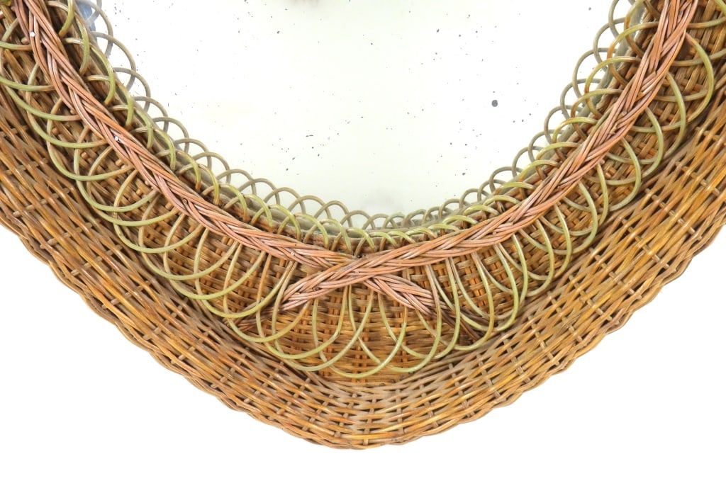 Large Wicker Heart Shaped Mirror - 5