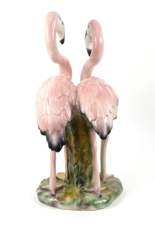 Large Ceramic Pink Flamingos Statue - 4