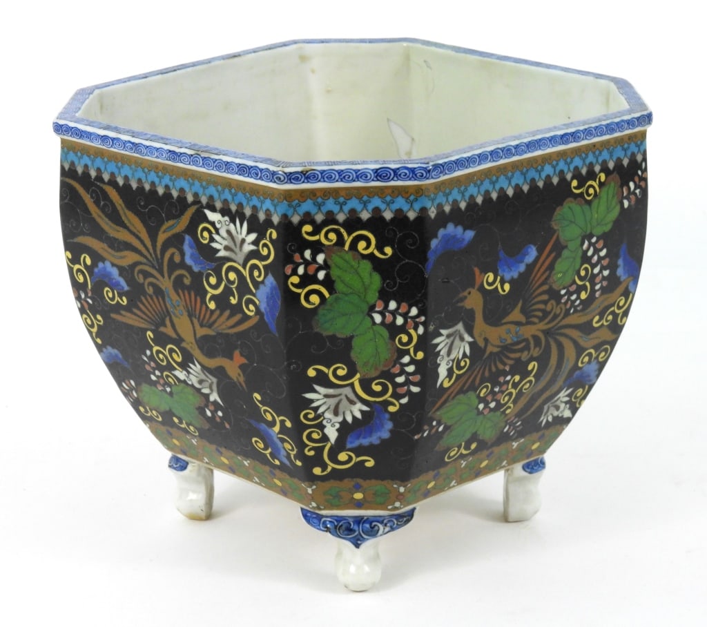 19th-C Cloisonne On Ceramic Planter - 2