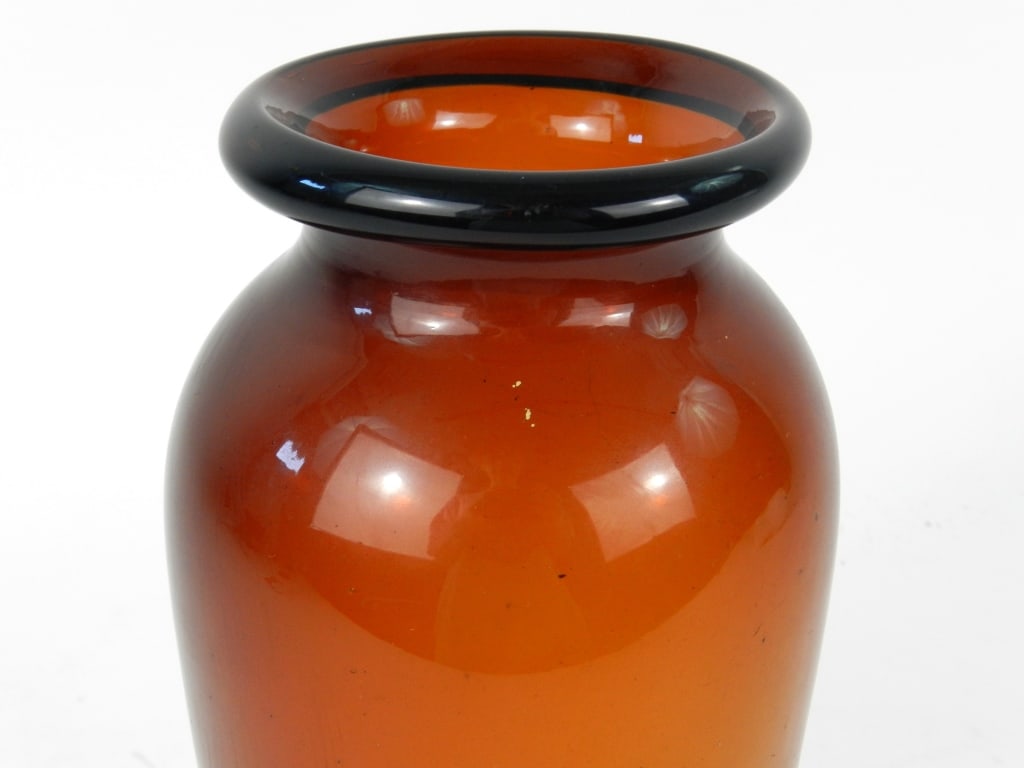 19th-C Large Rolled Lip Jar Bottle - 2