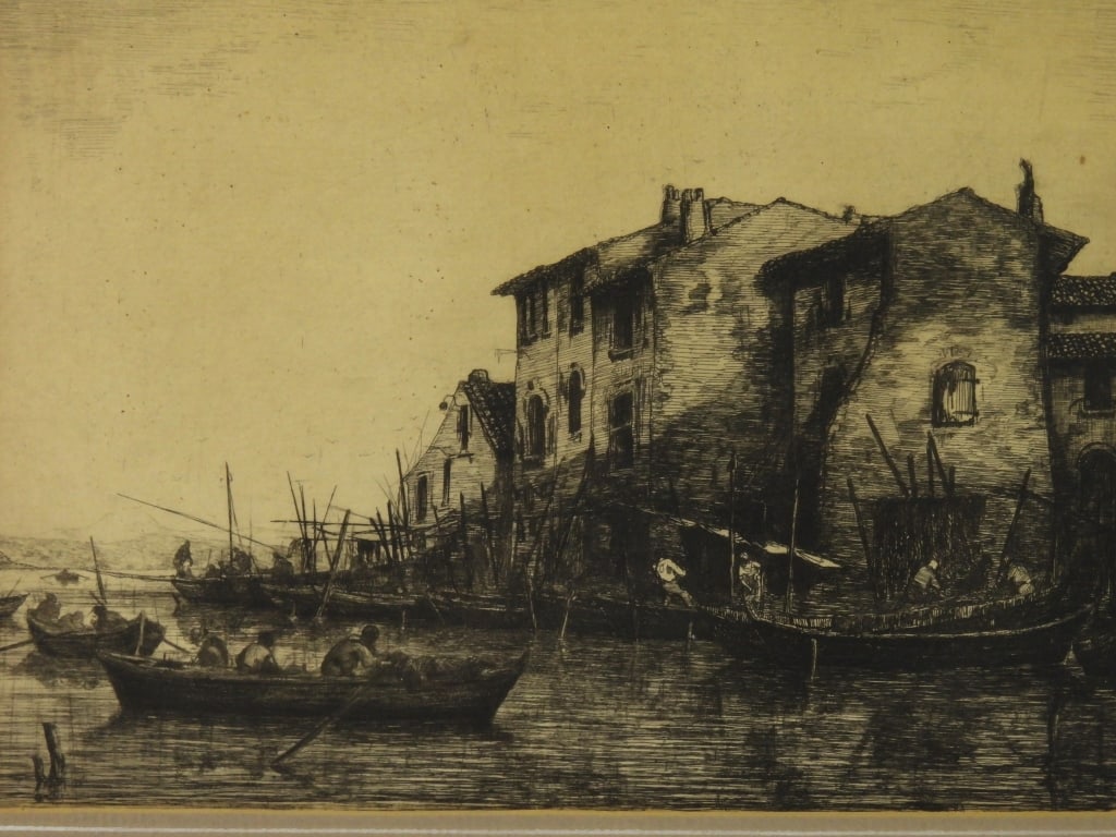 Justin Gabriel Maritime Dock Scene Etching - 2