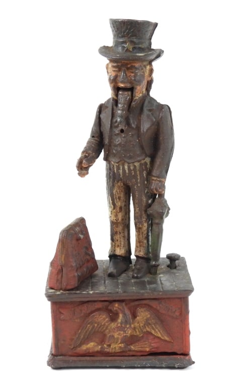 Antique Uncle Sam Mechanical Cast Iron Bank - 2